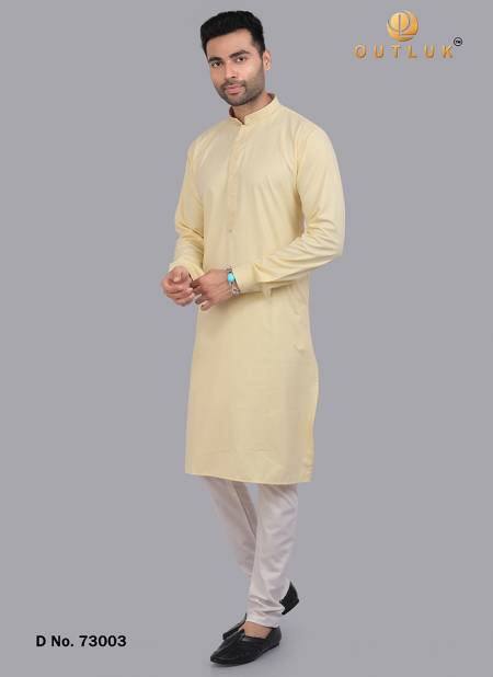 Light Yellow Colour Outluk Vol 73 New Latest Exclusive Wear Fancy Kurta Pajama Mens Collection 73003